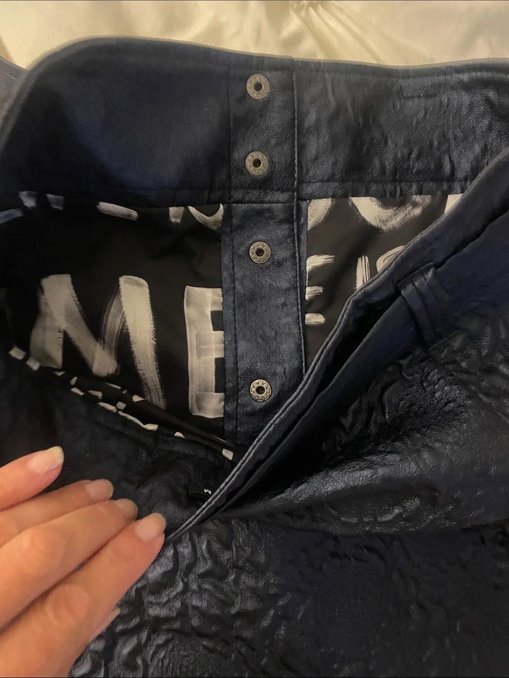 Desigual Navy Embossed Mini Skirt with Belt adorable Med never worn